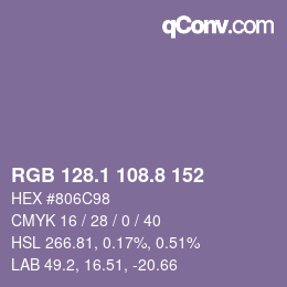 Color code: RGB 128.1 108.8 152 | qconv.com