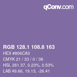 カラーコード: RGB 128.1 108.8 163 | qconv.com