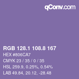 カラーコード: RGB 128.1 108.8 167 | qconv.com