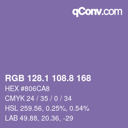 カラーコード: RGB 128.1 108.8 168 | qconv.com