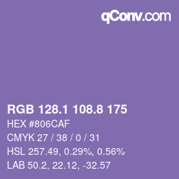 Color code: RGB 128.1 108.8 175 | qconv.com