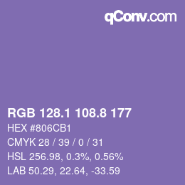 カラーコード: RGB 128.1 108.8 177 | qconv.com