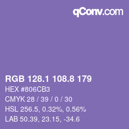 カラーコード: RGB 128.1 108.8 179 | qconv.com
