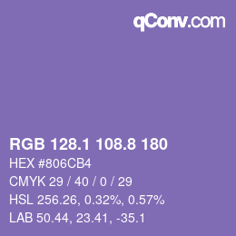 カラーコード: RGB 128.1 108.8 180 | qconv.com