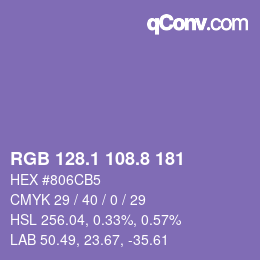 カラーコード: RGB 128.1 108.8 181 | qconv.com
