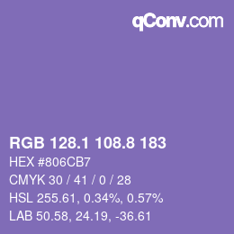 カラーコード: RGB 128.1 108.8 183 | qconv.com