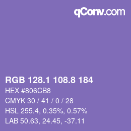 カラーコード: RGB 128.1 108.8 184 | qconv.com