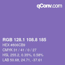 カラーコード: RGB 128.1 108.8 185 | qconv.com