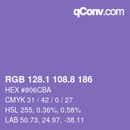 カラーコード: RGB 128.1 108.8 186 | qconv.com