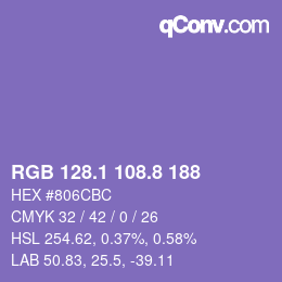 カラーコード: RGB 128.1 108.8 188 | qconv.com