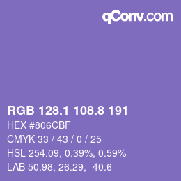 カラーコード: RGB 128.1 108.8 191 | qconv.com