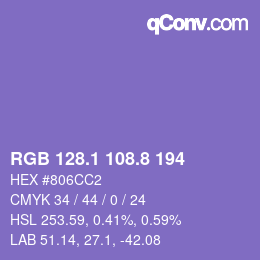 カラーコード: RGB 128.1 108.8 194 | qconv.com