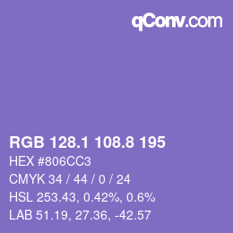 カラーコード: RGB 128.1 108.8 195 | qconv.com