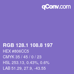 カラーコード: RGB 128.1 108.8 197 | qconv.com