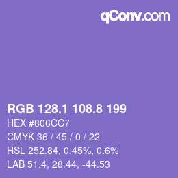 カラーコード: RGB 128.1 108.8 199 | qconv.com