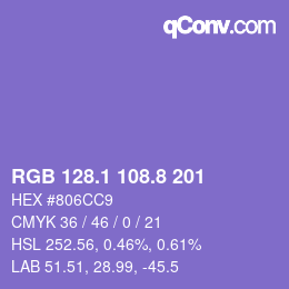 カラーコード: RGB 128.1 108.8 201 | qconv.com
