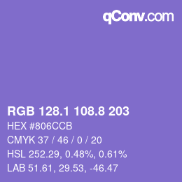 カラーコード: RGB 128.1 108.8 203 | qconv.com