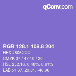 カラーコード: RGB 128.1 108.8 204 | qconv.com