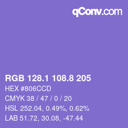 カラーコード: RGB 128.1 108.8 205 | qconv.com