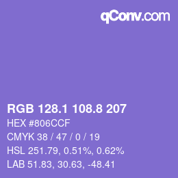 カラーコード: RGB 128.1 108.8 207 | qconv.com