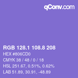 カラーコード: RGB 128.1 108.8 208 | qconv.com