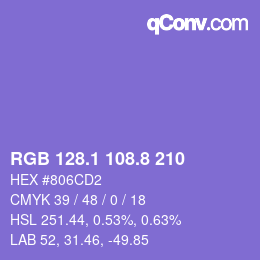 カラーコード: RGB 128.1 108.8 210 | qconv.com