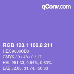 カラーコード: RGB 128.1 108.8 211 | qconv.com