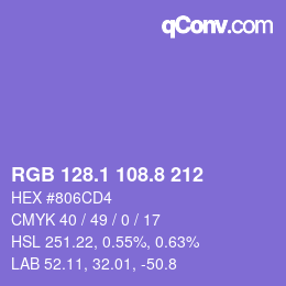 カラーコード: RGB 128.1 108.8 212 | qconv.com