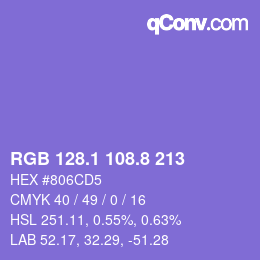 カラーコード: RGB 128.1 108.8 213 | qconv.com