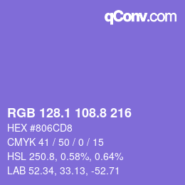 カラーコード: RGB 128.1 108.8 216 | qconv.com