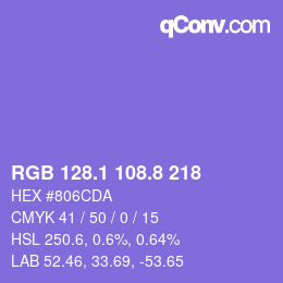 カラーコード: RGB 128.1 108.8 218 | qconv.com