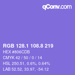 カラーコード: RGB 128.1 108.8 219 | qconv.com
