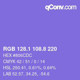 カラーコード: RGB 128.1 108.8 220 | qconv.com