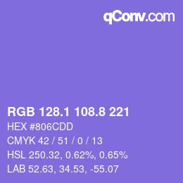 カラーコード: RGB 128.1 108.8 221 | qconv.com