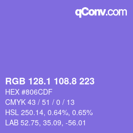 カラーコード: RGB 128.1 108.8 223 | qconv.com