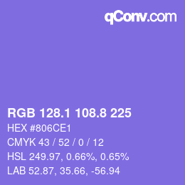 カラーコード: RGB 128.1 108.8 225 | qconv.com
