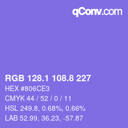 カラーコード: RGB 128.1 108.8 227 | qconv.com