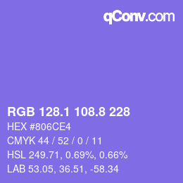 カラーコード: RGB 128.1 108.8 228 | qconv.com
