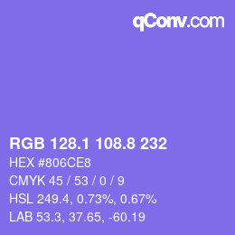 カラーコード: RGB 128.1 108.8 232 | qconv.com