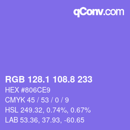 カラーコード: RGB 128.1 108.8 233 | qconv.com