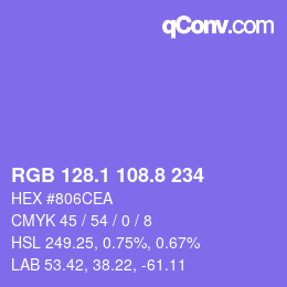 カラーコード: RGB 128.1 108.8 234 | qconv.com