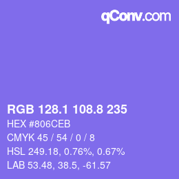 カラーコード: RGB 128.1 108.8 235 | qconv.com