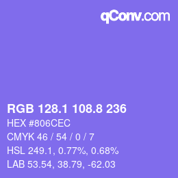 カラーコード: RGB 128.1 108.8 236 | qconv.com