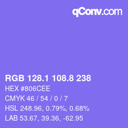 カラーコード: RGB 128.1 108.8 238 | qconv.com