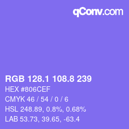 カラーコード: RGB 128.1 108.8 239 | qconv.com