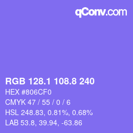 カラーコード: RGB 128.1 108.8 240 | qconv.com