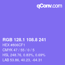 カラーコード: RGB 128.1 108.8 241 | qconv.com