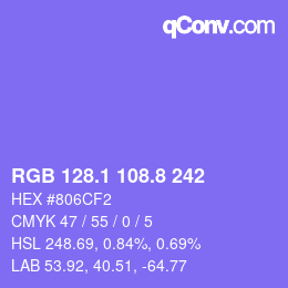 カラーコード: RGB 128.1 108.8 242 | qconv.com