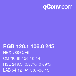 カラーコード: RGB 128.1 108.8 245 | qconv.com