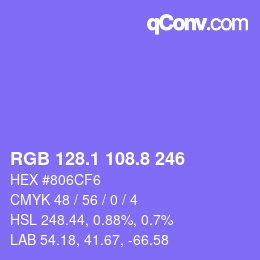 カラーコード: RGB 128.1 108.8 246 | qconv.com